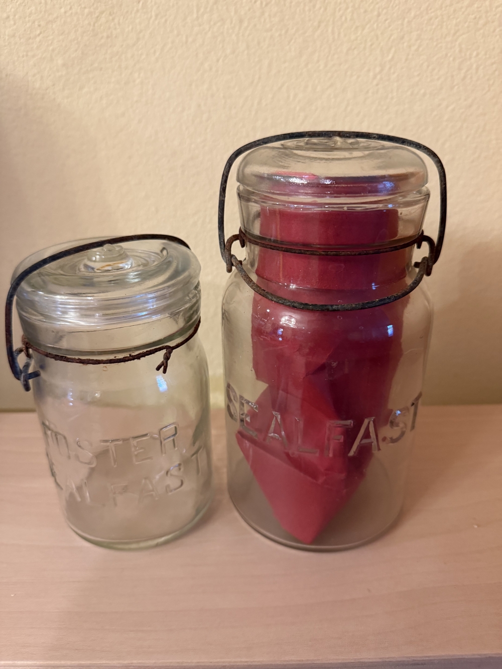 Set of Two Vintage Glass Storage Jars with Wire Bails - Foster Sealfast